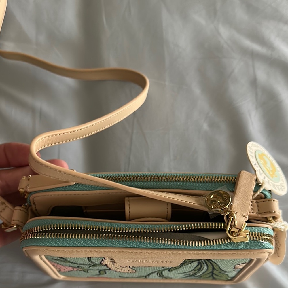 Spartina 449 Tan and Green Botanical Crossbody Bag - Picture 5 of 7
